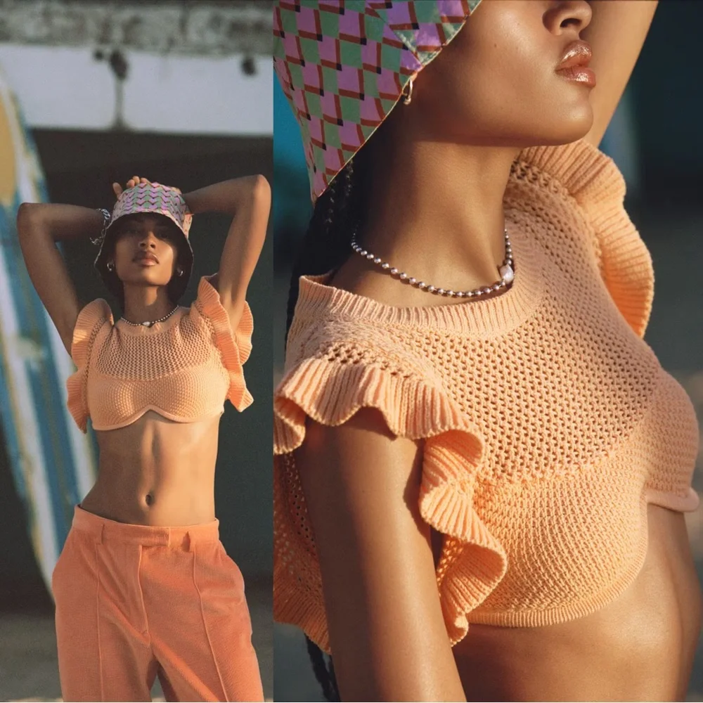 For Love And Lemons Angela Crochet Crop Top XL